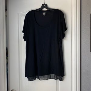 Bobeau Black Flutter Back Top